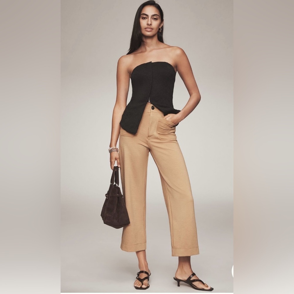 Anthropologie The Colette Knit Crop Wide-Leg Pants Size 25 NWT